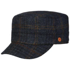 Shetland Wool Check Armycap By Mayser -Hut Shopping Shetland Wool Check Armycap by Mayser blau.63492 rf2
