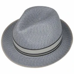Striped Band Fedora Strohhut
