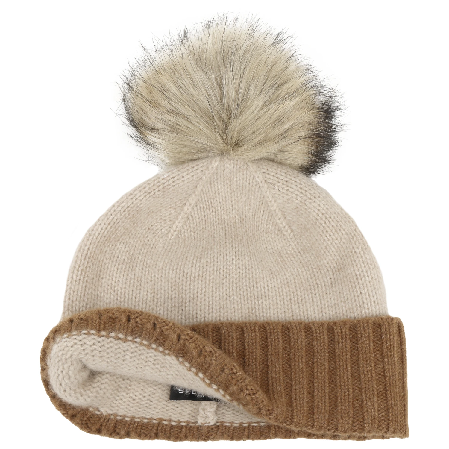 Twotone Kaschmir Bommelmütze By Seeberger 2 Twotone Kaschmir Bommelmütze By Seeberger – Bild 2